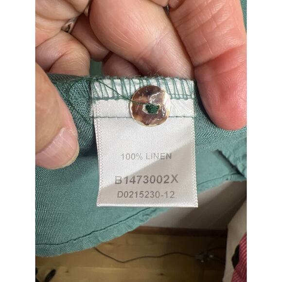 Kleen 100% Linen Asymmetrical‎ Hem Buttondown Long Sleeve Blouse Size 1X - Picture 7 of 7